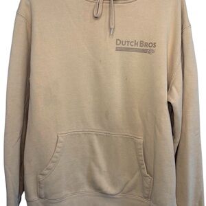 Dutch Bros LARGE Tan Hoodie “The Dutch Creed” CLASSIC Heavy Duty DB 1992